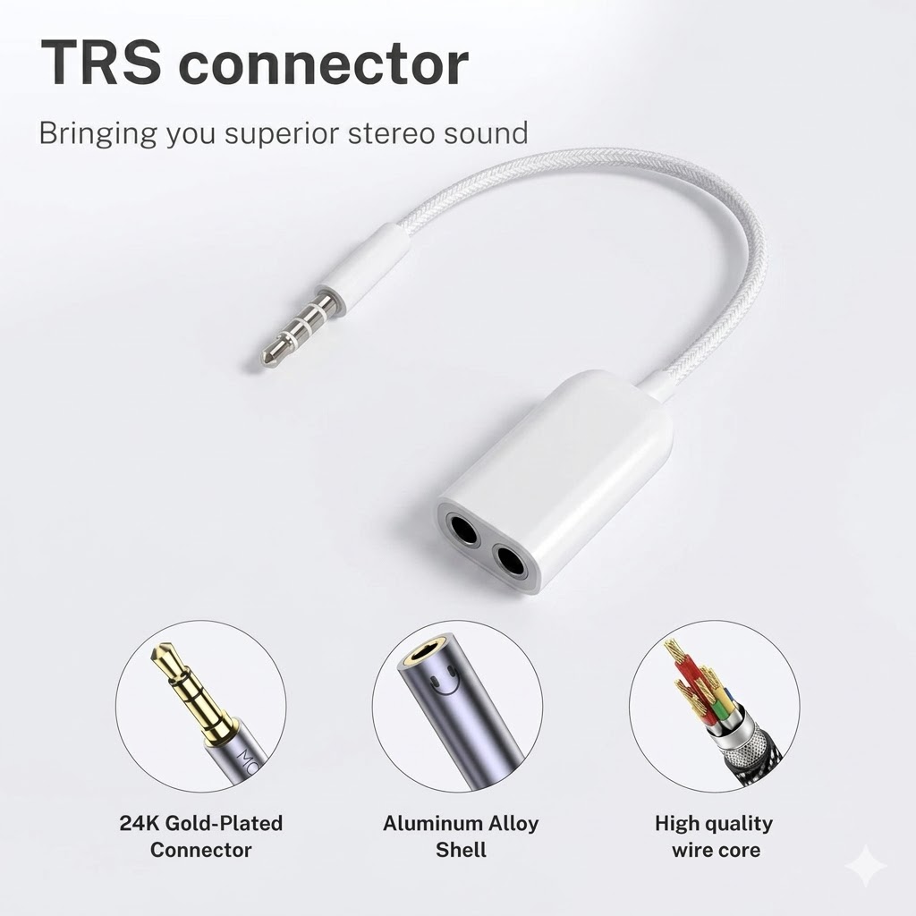 Technotech 3.5mm Stereo Audio Jack Splitter Cable Adapter for Apple iPod/ iPhone/ iPad (Colors May Vary) Technotech Technologies
