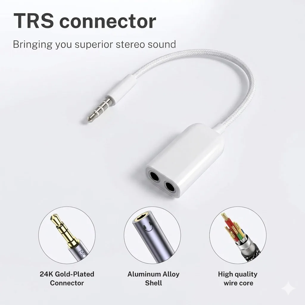 Technotech 3.5mm Stereo Audio Jack Splitter Cable Adapter for Apple iPod/ iPhone/ iPad (Colors May Vary) Technotech Technologies