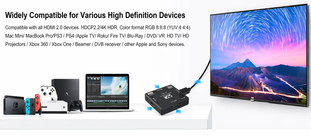 Technotech HDMI Switch Box Splitter 3 Ports HDMI Splitter, HDMI Hub, Hdmi Male to Dual Hdmi Female 1 to 3 Way Cable Adapter Converter Support 4K 2K 1080P 3D Technotech Technologies