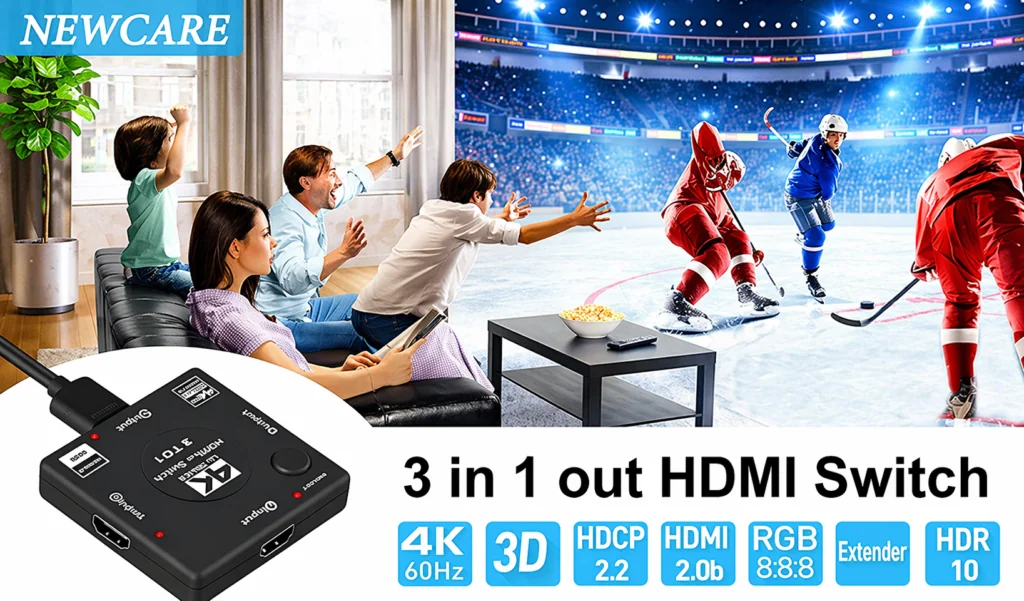 Technotech HDMI Switch Box Splitter 3 Ports HDMI Splitter, HDMI Hub, Hdmi Male to Dual Hdmi Female 1 to 3 Way Cable Adapter Converter Support 4K 2K 1080P 3D Technotech Technologies