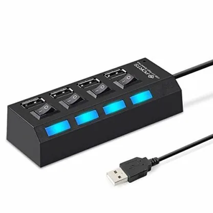 Technotech USB Hub 2.0 Multi USB Port 4 Ports USB Hub High Speed with on/Off Switch USB Splitter Switch for PC Computer Accessories (Black/White)