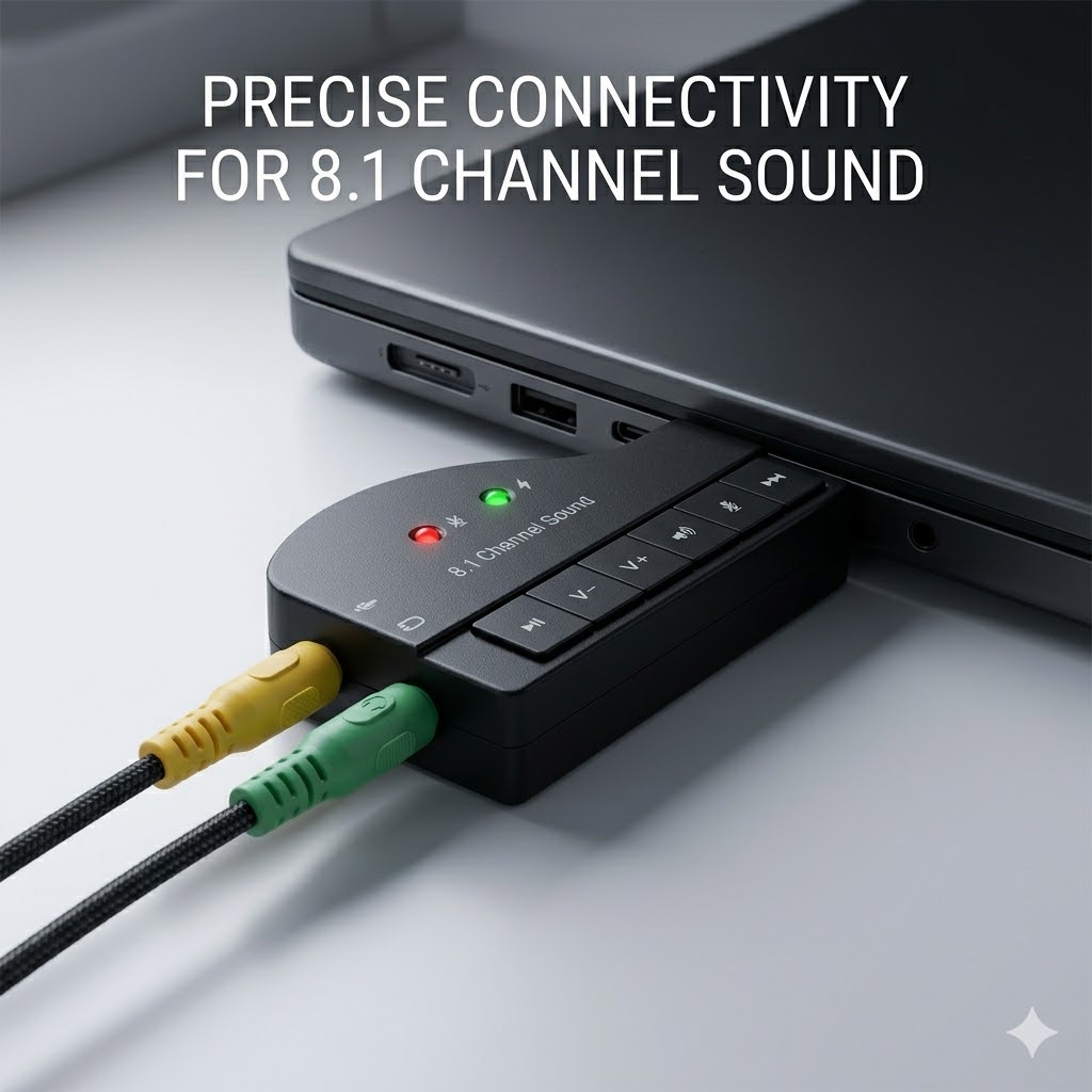 Technotech 8.1 Channel USB Sound Card – Piano Design (Black,White) Technotech Technologies