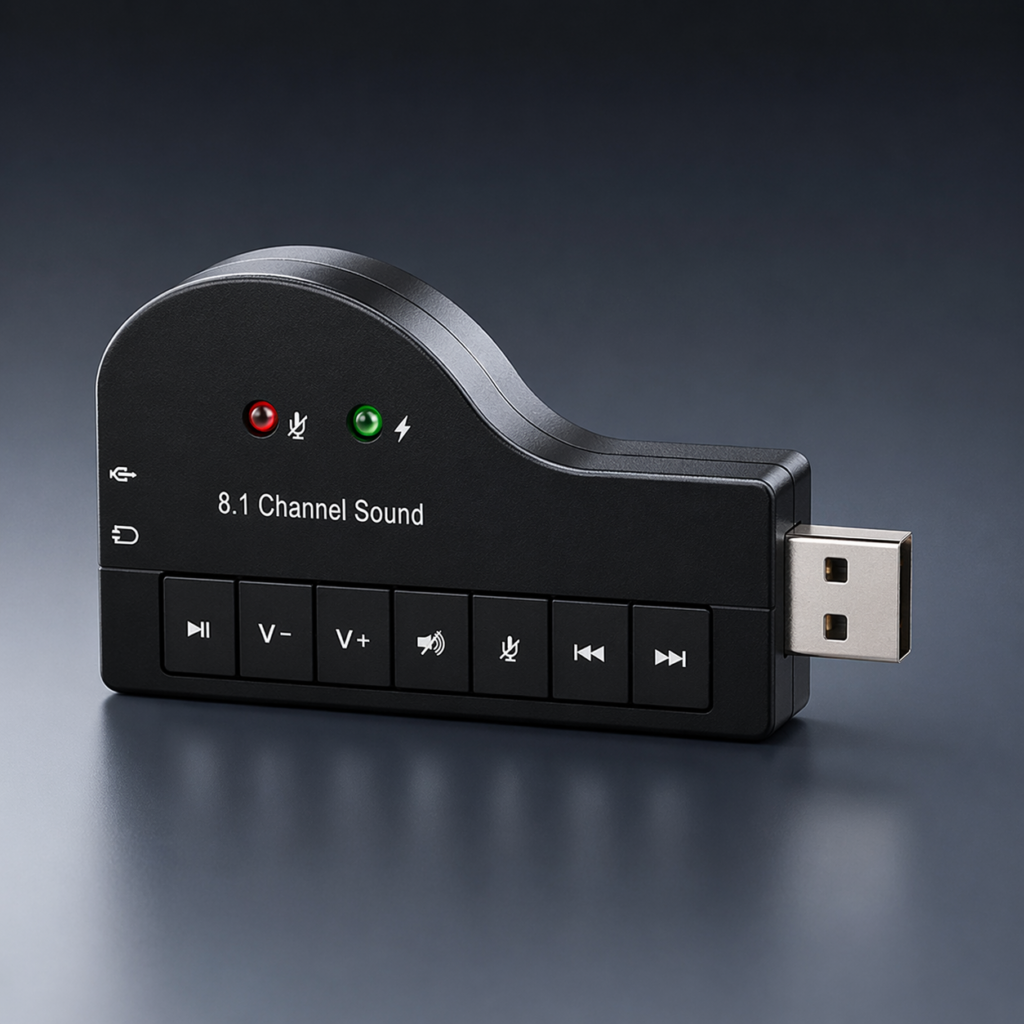 Technotech 8.1 Channel USB Sound Card – Piano Design (Black,White) Technotech Technologies