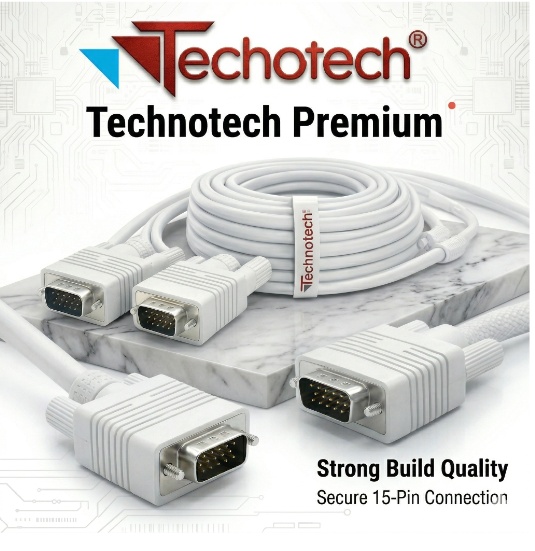 Technotech 1.5 Meter VGA Cable 15 Pin Male to Male VGA Cable VGA to VGA Cable Lead for PC Monitor Tv LCD Plasma Projector TFT Cable TV-Out Cable, Technotech Technologies
