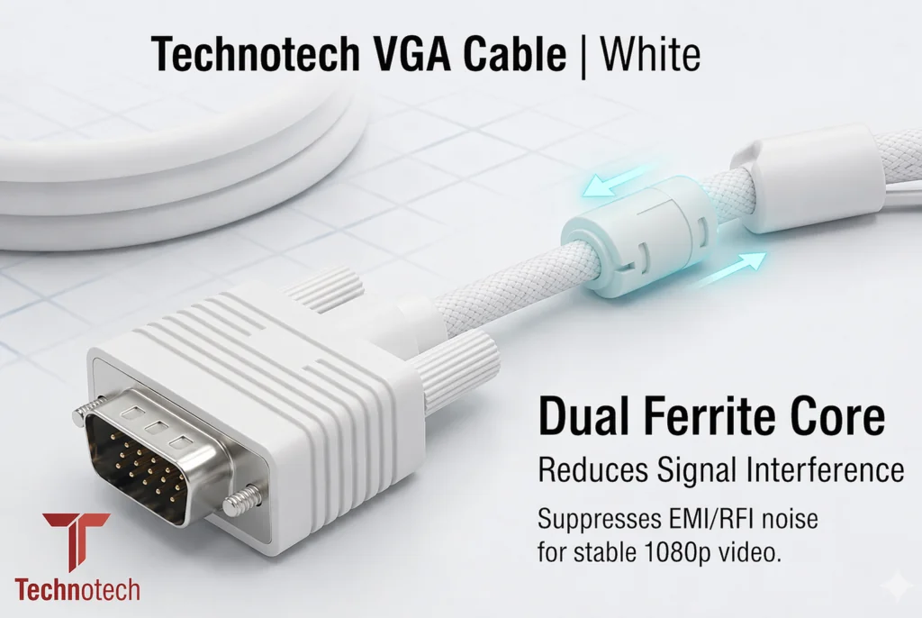 Technotech 5 Meter VGA Cable 15 Pin Male to Male VGA Cable VGA to VGA Cable Lead for PC Monitor Tv LCD Plasma Projector TFT Cable TV-Out Cable Technotech Technologies