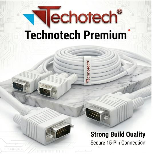 Technotech 10 Meter VGA Cable 15 Pin Male to Male VGA Cable VGA to VGA Cable Lead for PC Monitor Tv LCD Plasma Projector TFT Cable TV-Out Cable, Technotech Technologies