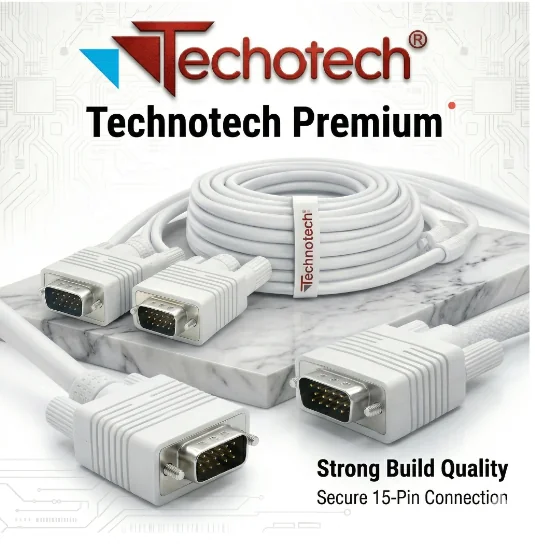 Technotech 15 Meter VGA Cable 15 Pin Male to Male VGA Cable VGA to VGA Cable Lead for PC Monitor Tv LCD Plasma Projector TFT Cable TV-Out Cable Technotech Technologies