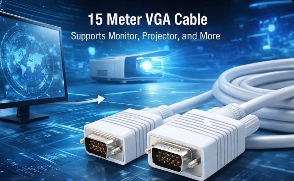 Technotech 15 Meter VGA Cable 15 Pin Male to Male VGA Cable VGA to VGA Cable Lead for PC Monitor Tv LCD Plasma Projector TFT Cable TV-Out Cable Technotech Technologies