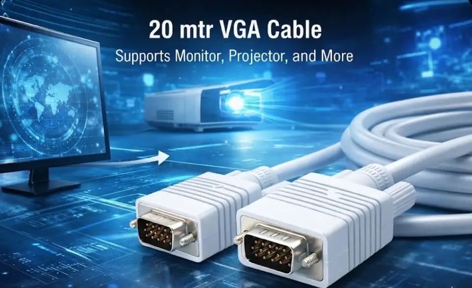 Technotech 20 Meter VGA Cable 15 Pin Male to Male VGA Cable VGA to VGA Cable Lead for PC Monitor Tv LCD Plasma Projector TFT Cable TV-Out Cable Technotech Technologies