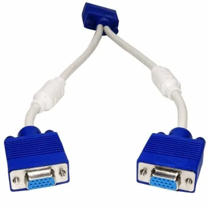 Technotech 15 Pin VGA Male to 2 VGA Female Y Splitter Cable SVGA Monitor Adapter Extension Converter Cable Lead for PC TV