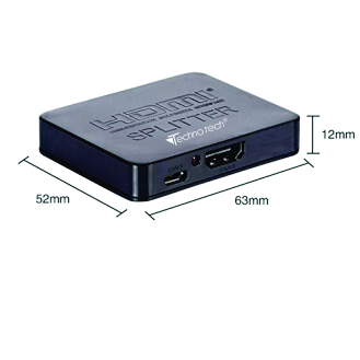 Technotech 1×2 HDMI Splitter 1 in 2 Out,Slim HDMI Splitter for