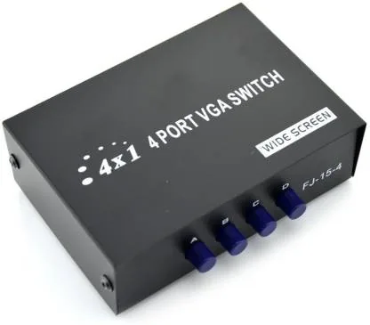 Technotech 4 Port VGA Switch – 4 In 1 Out VGA Monitor Switch Box for PC, Laptop & Projector