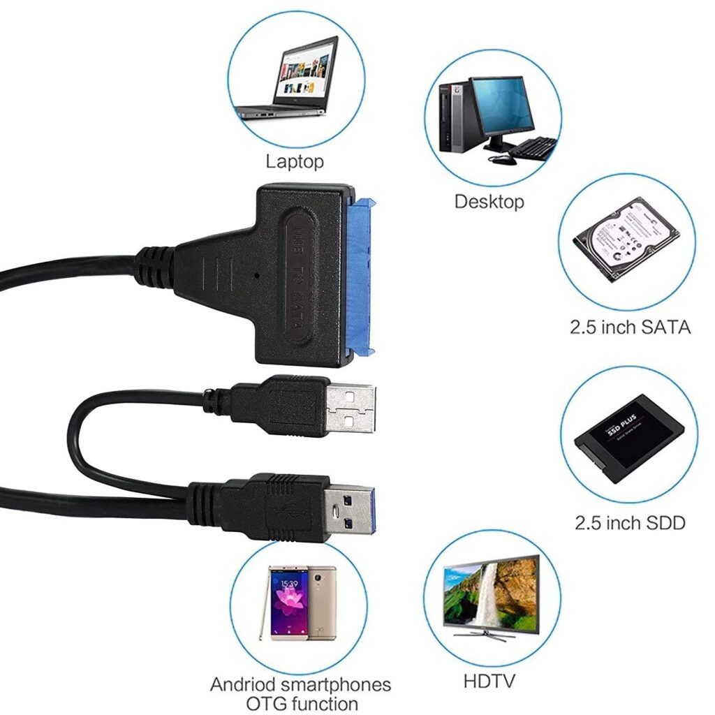 Technotech USB 3.0 to 2.5 SATA III Hard Drive Adapter Cable - SATA to USB 3.0 Converter for SSD/HDD - Hard Drive Adapter Cable Suitable for SSD - HDD Technotech Technologies