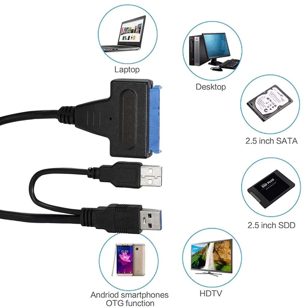 Technotech USB 3.0 to 2.5 SATA III Hard Drive Adapter Cable - SATA to USB 3.0 Converter for SSD/HDD - Hard Drive Adapter Cable Suitable for SSD - HDD Technotech Technologies