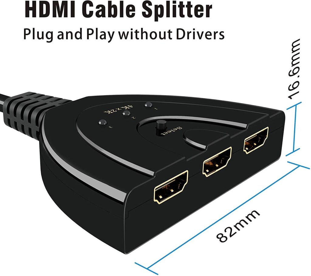Technotech 3 Port 4K HDMI Switch 3x1 Switch Splitter with Pigtail Cable Technotech Technologies