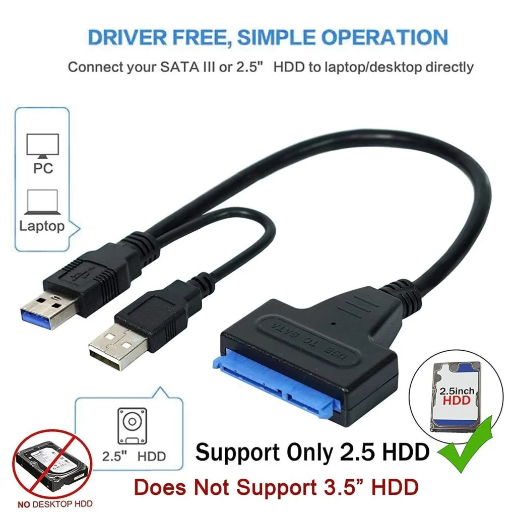 Technotech USB 3.0 to 2.5 SATA III Hard Drive Adapter Cable - SATA to USB 3.0 Converter for SSD/HDD - Hard Drive Adapter Cable Suitable for SSD - HDD Technotech Technologies