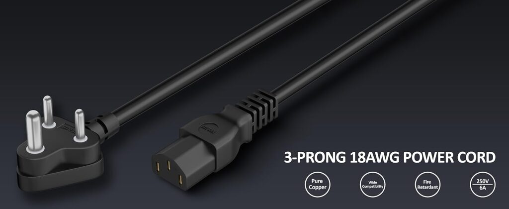 Technotech Desktop Power Cable Cord (10 Meter - Black) Technotech Technologies