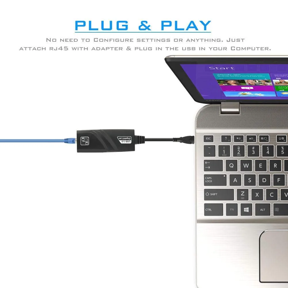 USB 3.0 to Gigabit RJ45 Ethernet LAN Adapter (10/100/1000 Mbps) Technotech Technologies
