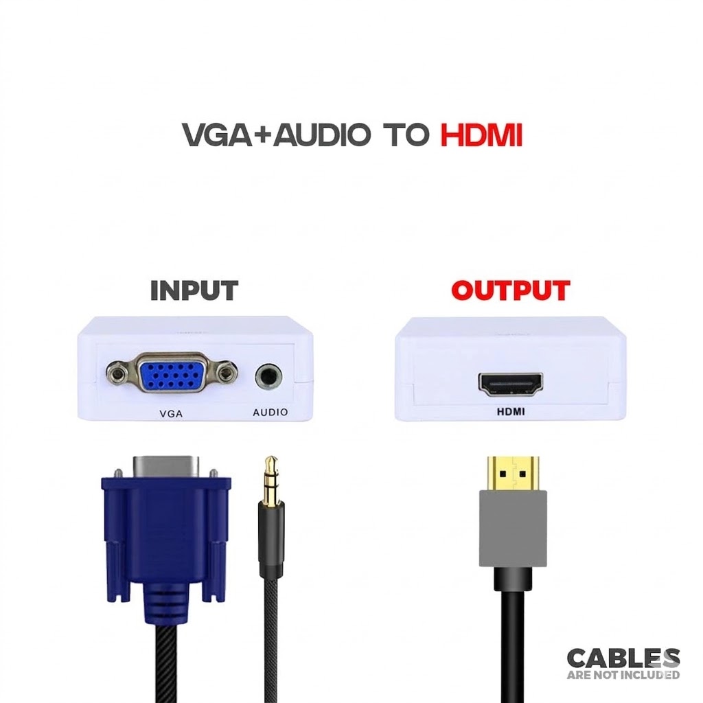MINI COMPACT VIDEO VGA TO HDMI CONVERTER (METAL WHITE) Technotech Technologies
