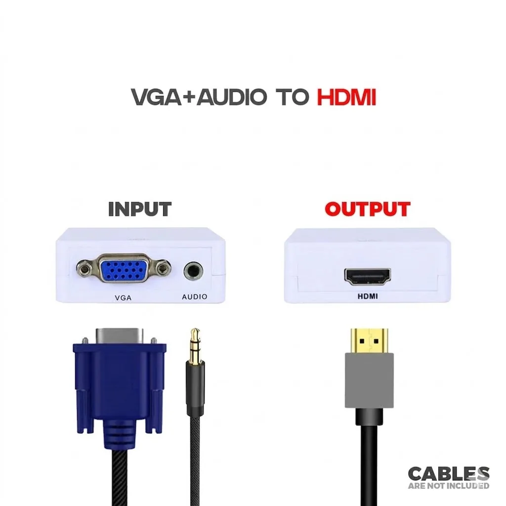 MINI COMPACT VIDEO VGA TO HDMI CONVERTER (METAL WHITE) Technotech Technologies