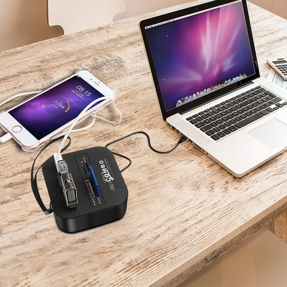 Technotech 3 Port USB 2.0 Hub with Card Reader Combo (Multicolor) Technotech Technologies