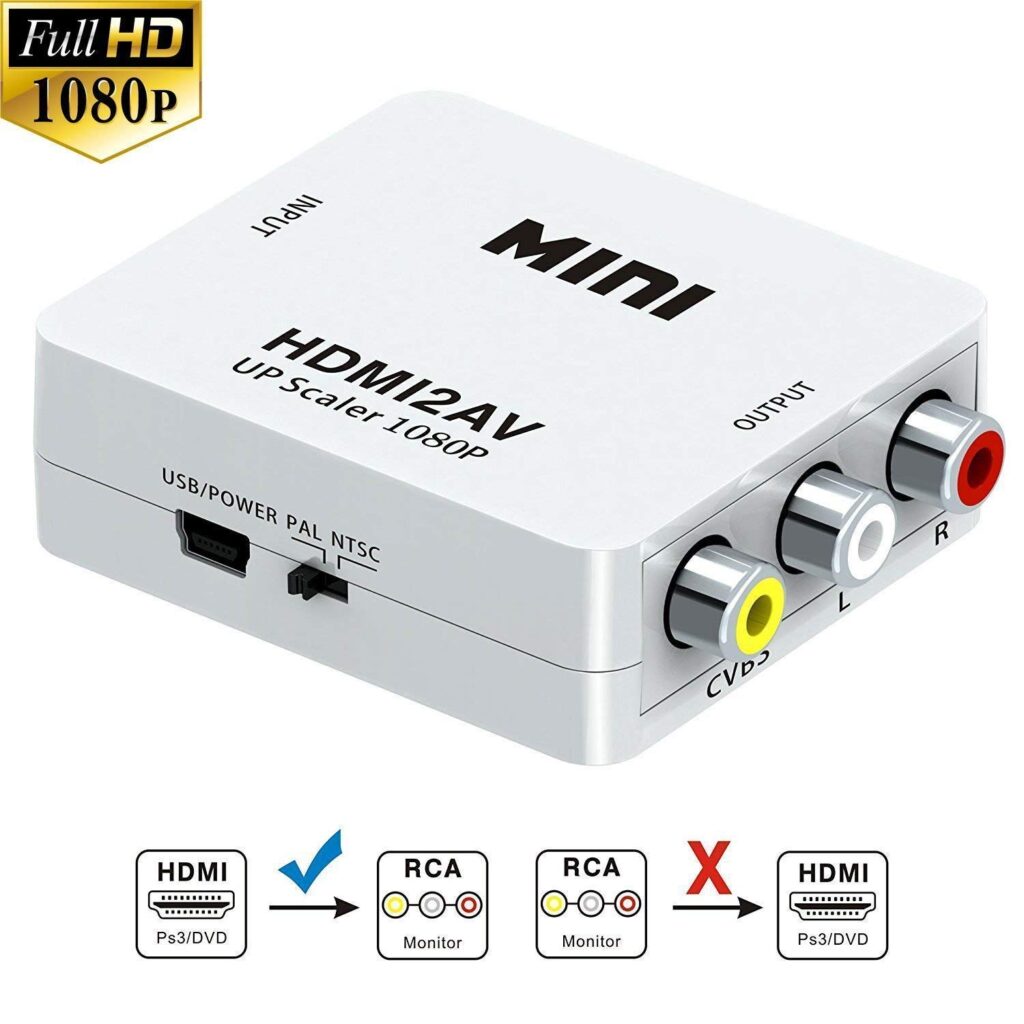 Technotech TV-out Cable Technotech MINI HDMI2AV UP Scaler 1080P HD Video Converter (White, For Computer) Technotech Technologies