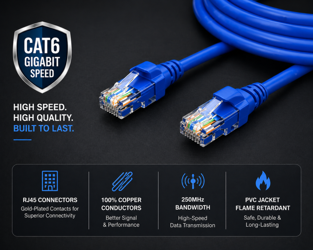 Technotech Cat6 Ethernet Lan Patch Cable (5 Meter, Blue) Technotech Technologies