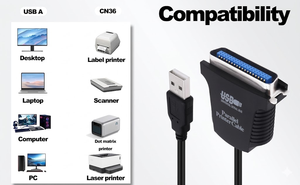 USB TO 36 PIN IEEE PARALLEL PORT PRINTER CONVERTER CABLE Technotech Technologies