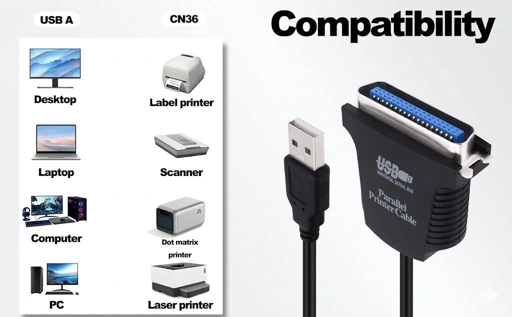 USB TO 36 PIN IEEE PARALLEL PORT PRINTER CONVERTER CABLE Technotech Technologies
