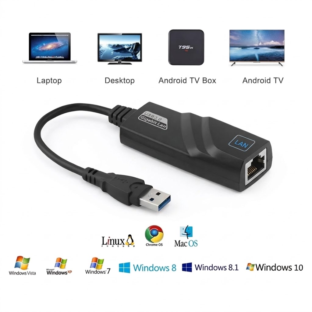 USB 3.0 to Gigabit RJ45 Ethernet LAN Adapter (10/100/1000 Mbps) Technotech Technologies