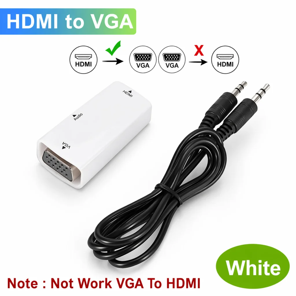 HDMI MALE TO VGA FEMALE WITH AUDIO(BLACK,WHITE) Technotech Technologies