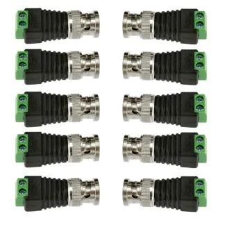 BNC SCREWS CONNECTORS (GREEN) for CCTV Camera  - Pack of 10 Pcs