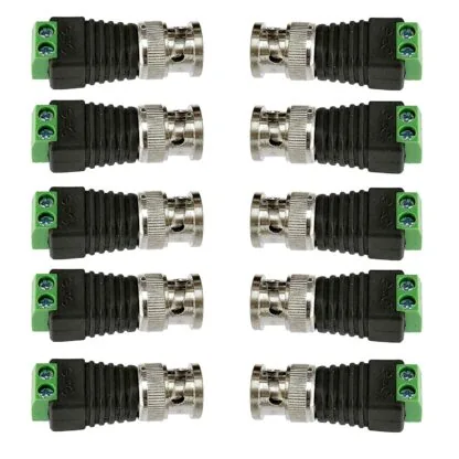 BNC SCREWS CONNECTORS (GREEN) for CCTV Camera  – Pack of 10 Pcs