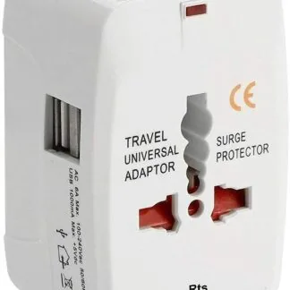 Technotech Universal Adapter Worldwide Travel Adapter with Built in Dual USB Charger Ports (White)