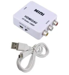 Technotech TV-out Cable Technotech MINI HDMI2AV UP Scaler 1080P HD Video Converter (White, For Computer)