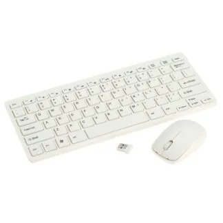 Technotech 2.4G Mini Wireless Keyboard & Mouse Combo with Silicone Keyboard Cover (White)