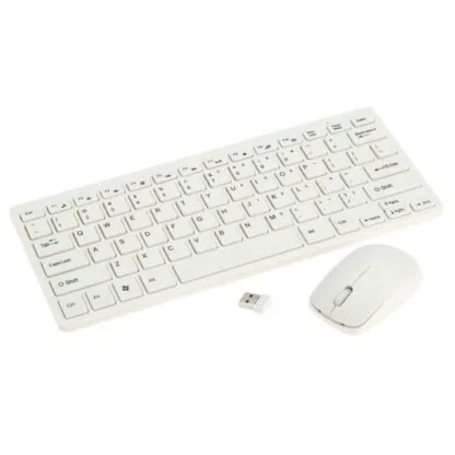 Technotech 2.4G Mini Wireless Keyboard & Mouse Combo with Silicone Keyboard Cover (White)