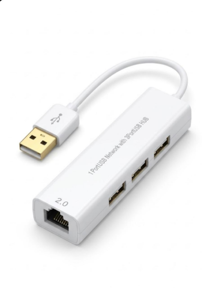 USB 2.0 to LAN Ethernet Adapter with 3-Port USB Hub