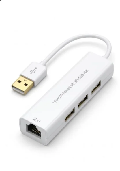 USB 2.0 to LAN Ethernet Adapter with 3-Port USB Hub