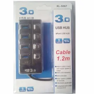 Technotech 4 Port USB 3.0 Hub with Individual Switches (Black, White)