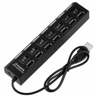 Technotech 7 Port USB 2.0 Hub with Individual Switches (Black)