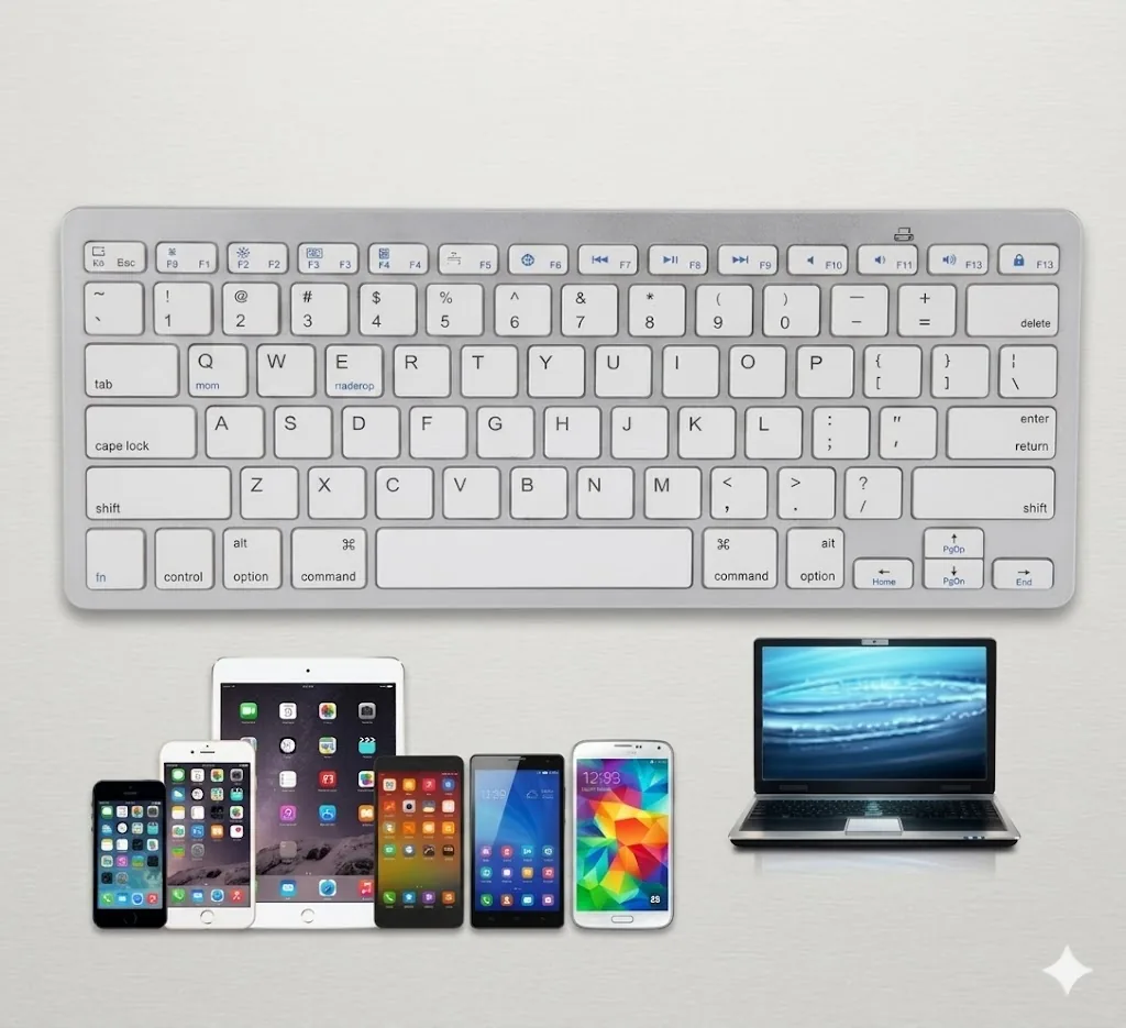 Technotech Ultra Slim Bluetooth Keyboard, For Laptop, Tablet, Computer, Desktop and Smart Phones (White) Technotech Technologies