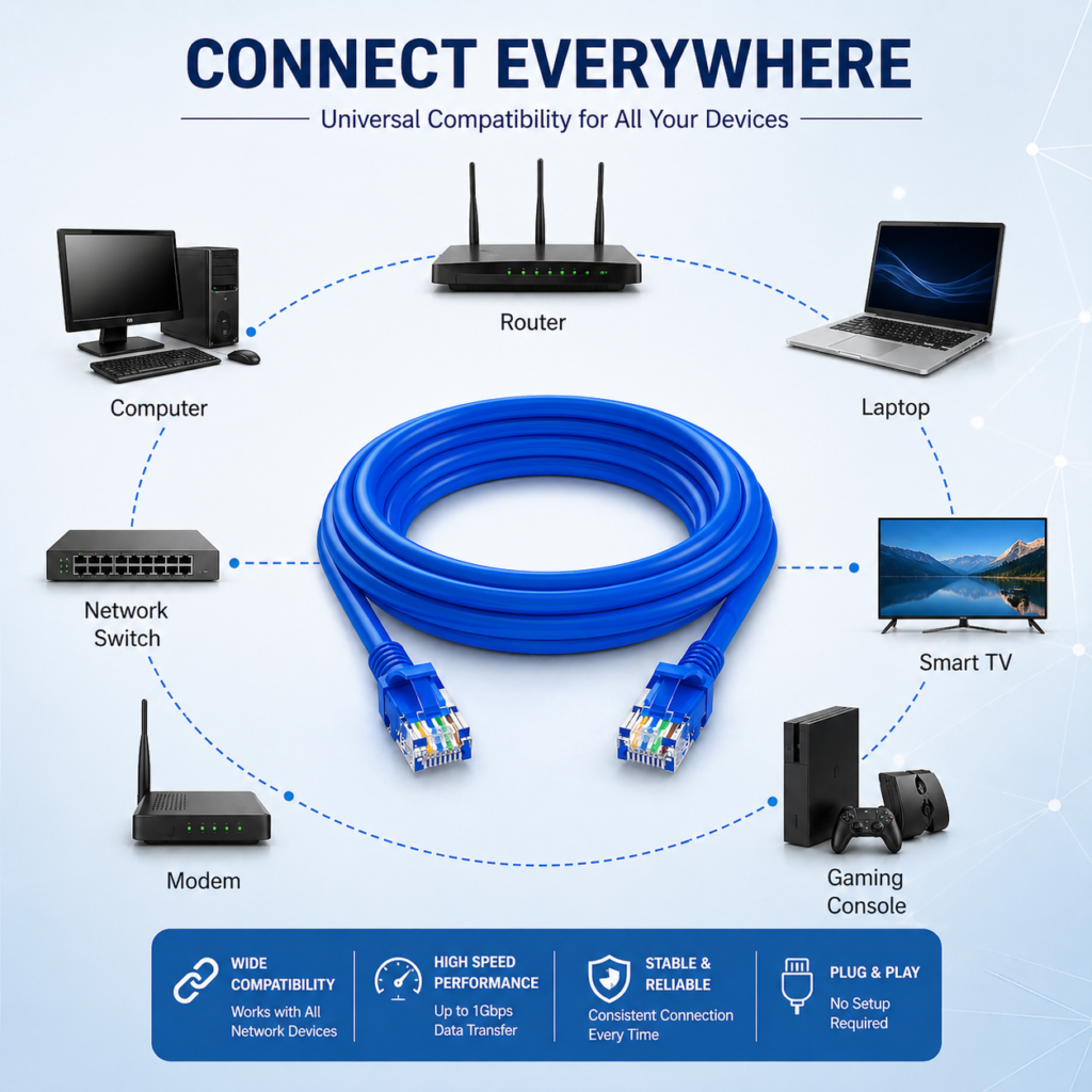 Technotech Cat6 Ethernet Lan Patch Cable (5 Meter, Blue) Technotech Technologies