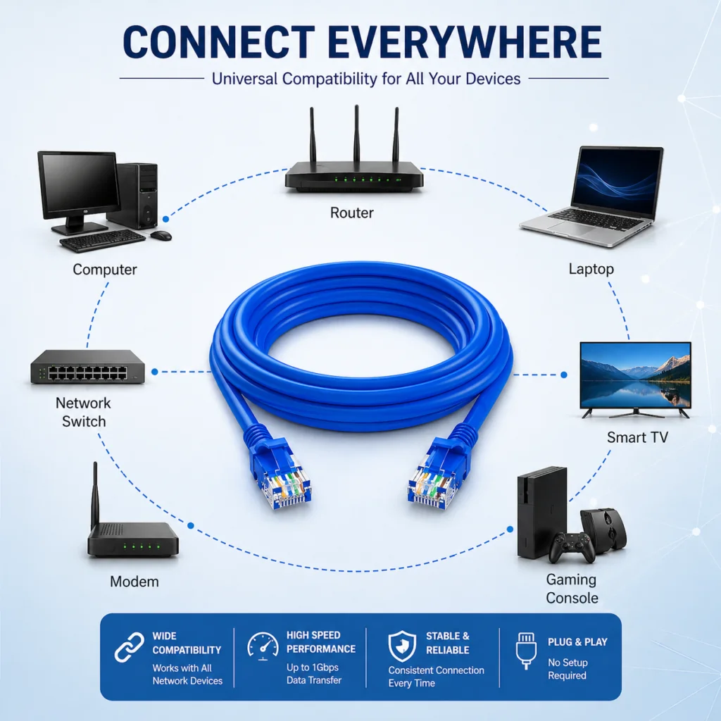 Technotech Cat6 Ethernet Lan Patch Cable (1 Meter, Blue) Technotech Technologies