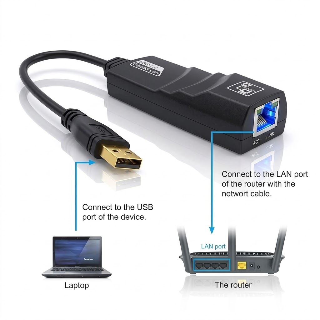 USB 3.0 to Gigabit RJ45 Ethernet LAN Adapter (10/100/1000 Mbps) Technotech Technologies
