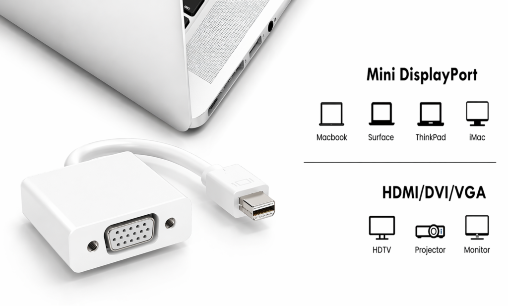Mini DisplayPort to VGA Converter – 1080P Active Adapter for Monitor & Projector Technotech Technologies