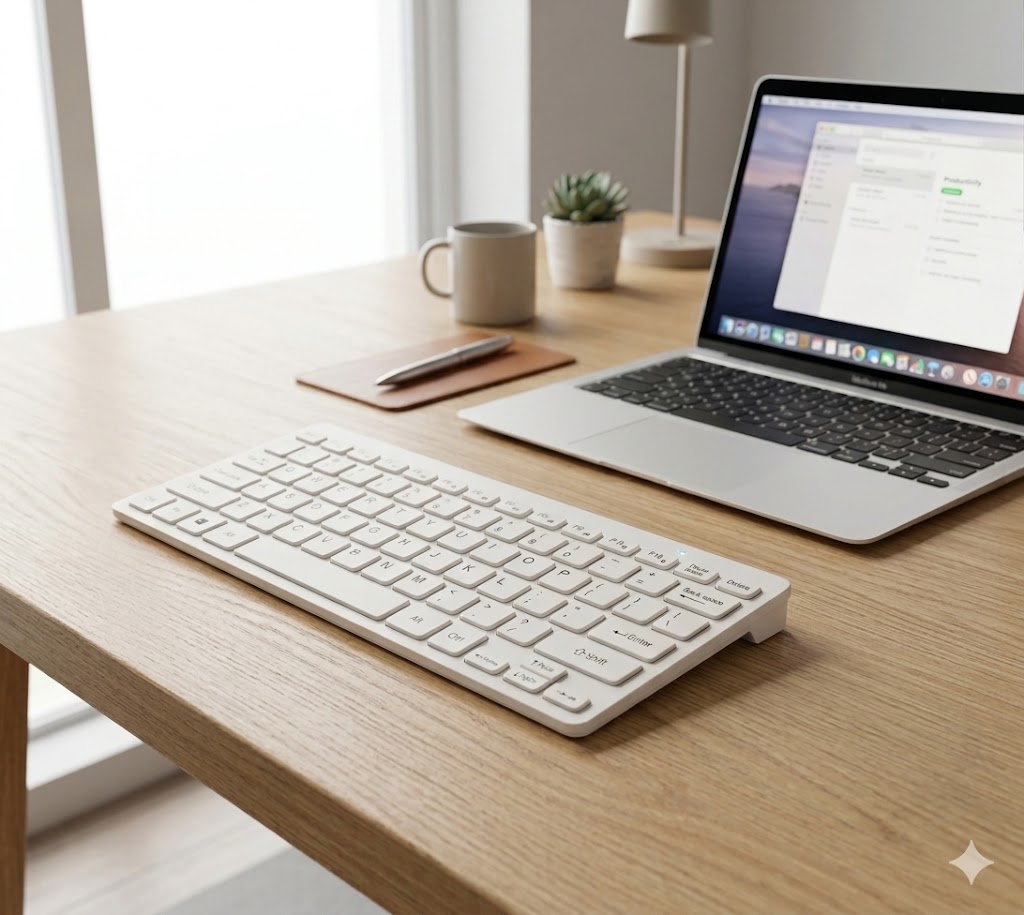Technotech Ultra Slim Bluetooth Keyboard, For Laptop, Tablet, Computer, Desktop and Smart Phones (White) Technotech Technologies