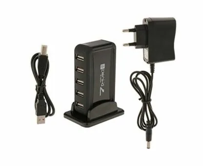 Technotech 7 Port USB 2.0 Hub with AC Adapter & Vertical Stand EU Plug
