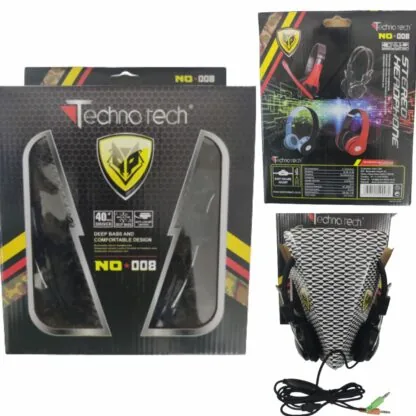 Technotech new headphones with mic NO-008 Wired Over the best Ear (With mic, Black)