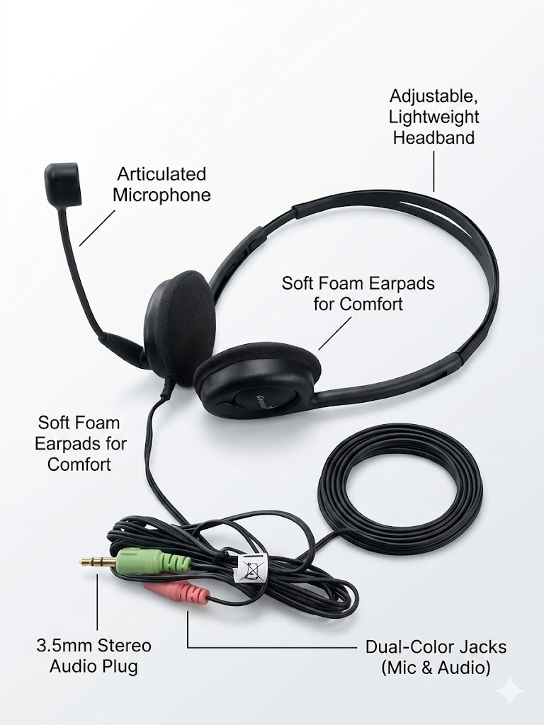 Technotech HC-200C Wired Over the Ear Headphone (With mic Yes, Black) Technotech Technologies